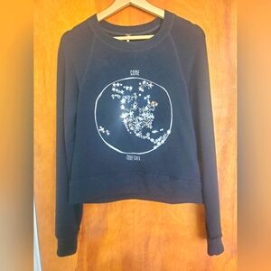 Free People black sweater with sparkly star beading, size xs